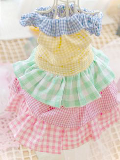 フェレットの洋服・服・お姫様・ふりふり・にぎやかチェック１