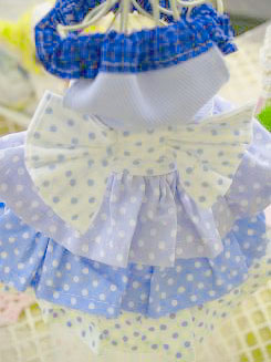 フェレットの洋服・服・お姫様・ふりふり水玉・青１