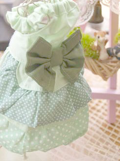 フェレットの洋服・服・お姫様・ふりふり水玉・緑１
