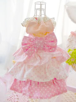 フェレットの洋服・服・お姫様・ふりふり水玉・ピンク１