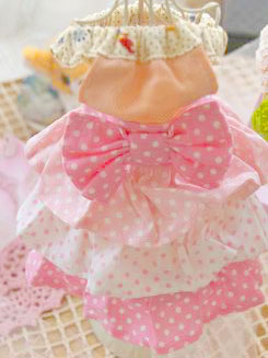 フェレットの洋服・服・お姫様・ふりふり水玉・ピンク１