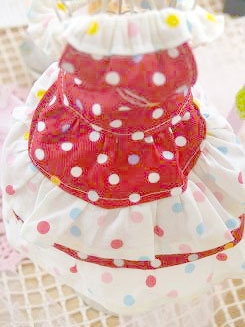 フェレットの洋服・服・お姫様・ふりふり水玉・赤白１