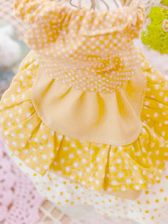 フェレットの洋服・服・お姫様・ふりふり水玉・黄色１