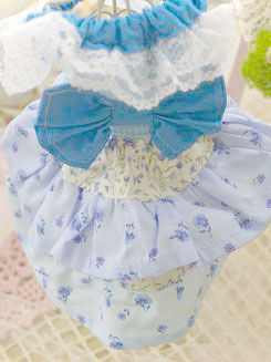 フェレットの洋服・服・お姫様・ふりふり小花・青１