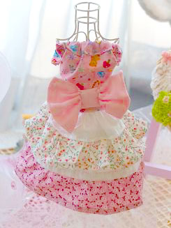 フェレットの洋服・服・お姫様・ふりふり小花・ピンク１