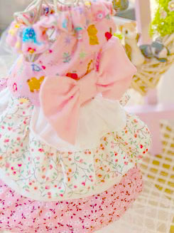 フェレットの洋服・服・お姫様・ふりふり小花・ピンク１