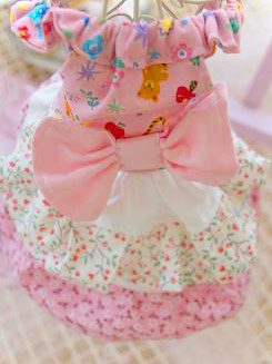 フェレットの洋服・服・お姫様・ふりふり小花・ピンク１