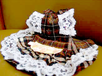 フェレットの洋服・ウェイトレス・茶色のチェックレース３