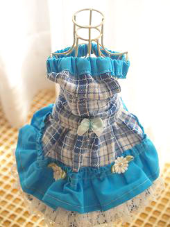 フェレット洋服・カントリーブルーレース・濃い目の青３