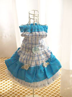 フェレット洋服・カントリーブルーレース・薄い青１