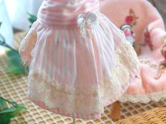 フェレット洋服・襟付きピンクのストライプ３