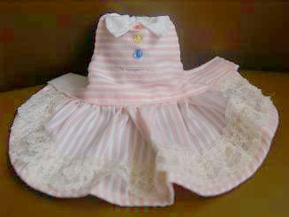 フェレット洋服・襟付きピンクのストライプ３