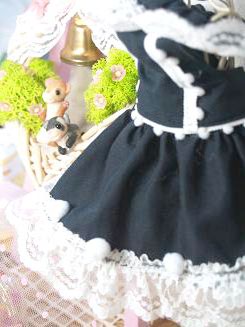 フェレット洋服・流れるレースの縁取り・黒に白４