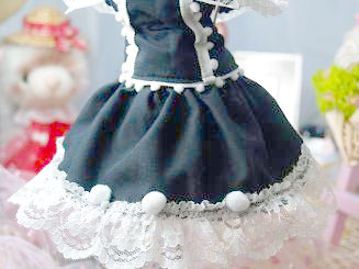 フェレット洋服・流れるレースの縁取り・黒に白６