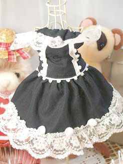 フェレット洋服・流れるレースの縁取り・黒に白７