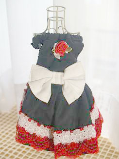 フェレットの洋服・ごすろり・黒に白リボン赤レース３