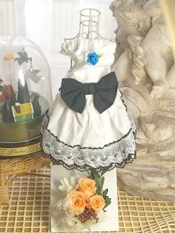 フェレットの洋服・ごすろり・白に黒リボン１