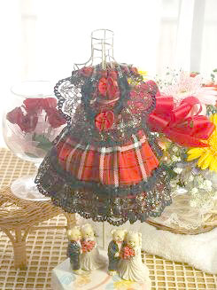 フェレット洋服・回る黒金レース・赤１