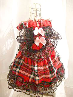 フェレット洋服・回る黒金レース・赤６