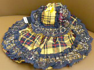 フェレット洋服・回る黒金レース・黄色３