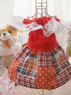 フェレット洋服・パッチワーク柄・赤茶色