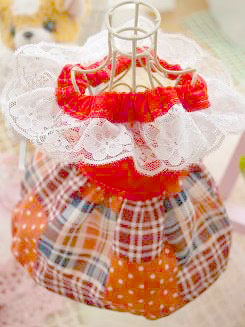 フェレット洋服・パッチワーク柄・赤茶色