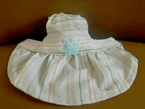 フェレット服・緑のボーダーに青いお花３