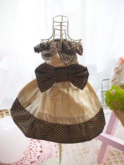 フェレットの服・小さな水玉リボン・茶色１