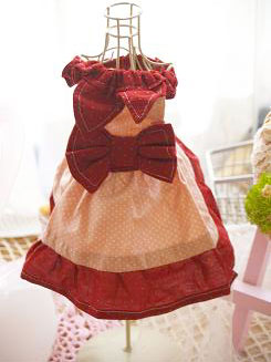 フェレットの服・小さな水玉リボン・赤１