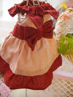 フェレットの服・小さな水玉リボン・赤１