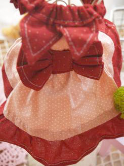 フェレットの服・小さな水玉リボン・赤１