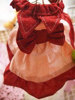 フェレットの服・小さな水玉リボン・赤１