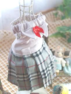 フェレットの洋服・グレーのプリーツスカート２