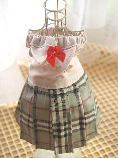 フェレットの洋服・グレーのプリーツスカート３