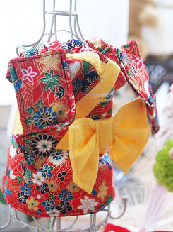 フェレット着物・振り袖・赤３