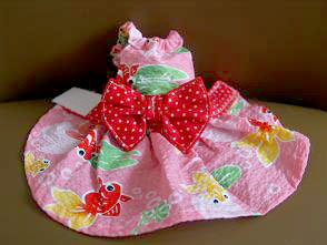 フェレット浴衣ドレス・ピンクの金魚３