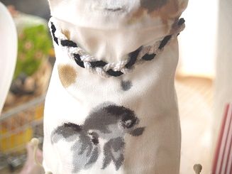 フェレットの和服・墨絵の金魚