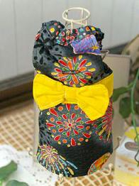 フェレットの浴衣・黒の花火に黄色帯２