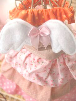 フェレットの洋服・ふりふり天使・ピンクにオレンジ１