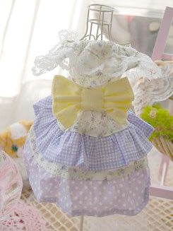フェレットの洋服・服・お姫様・ふりふり小花・紫１