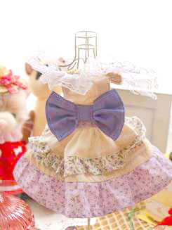 フェレットの洋服・服・お姫様・お花畑のふりふり・紫１